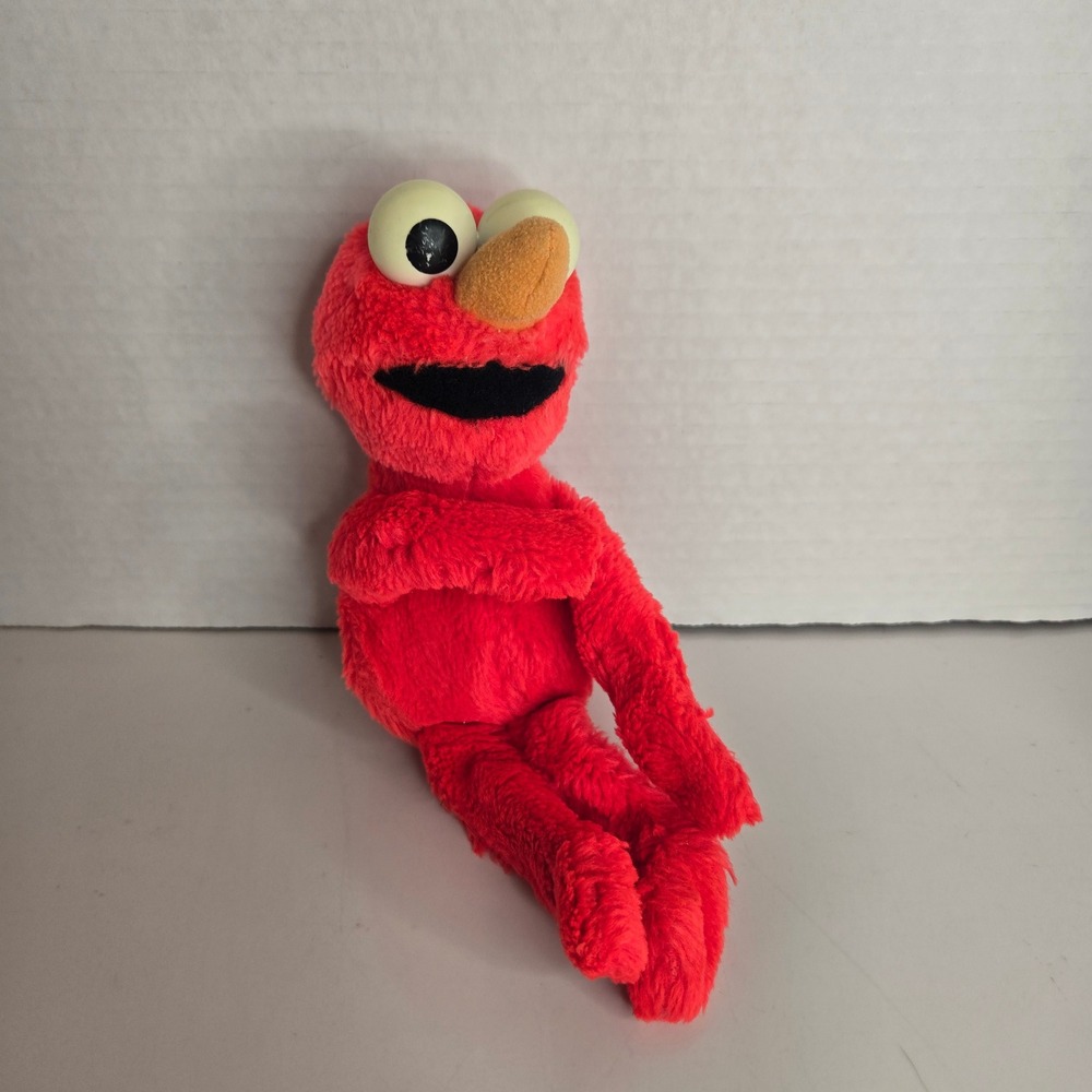Vintage Elmo Sesame Street Rattle Plush Stuffed Animal Playskool 9" Red